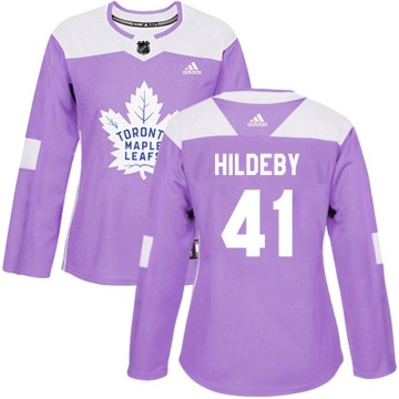 Authentic Adidas Women's Dennis Hildeby Toronto Maple Leafs Fights Cancer Practice Jersey - Purple