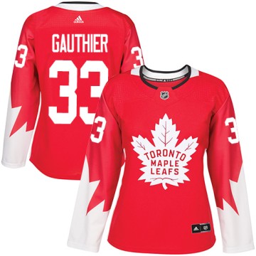 Authentic Adidas Women's Frederik Gauthier Toronto Maple Leafs Alternate Jersey - Red