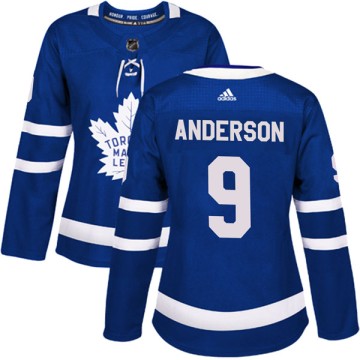 Authentic Adidas Women's Glenn Anderson Toronto Maple Leafs Home Jersey - Blue