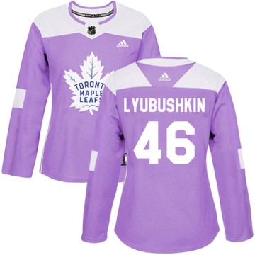 Authentic Adidas Women's Ilya Lyubushkin Toronto Maple Leafs Fights Cancer Practice Jersey - Purple