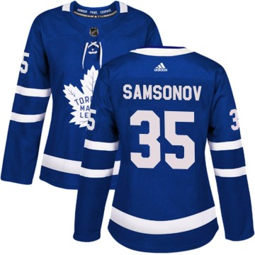 Authentic Adidas Women's Ilya Samsonov Toronto Maple Leafs Home Jersey - Blue