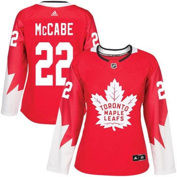Authentic Adidas Women's Jake McCabe Toronto Maple Leafs Alternate Jersey - Red