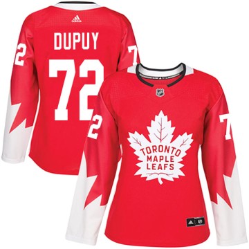 Authentic Adidas Women's Jean Dupuy Toronto Maple Leafs Alternate Jersey - Red