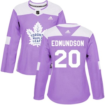 Authentic Adidas Women's Joel Edmundson Toronto Maple Leafs Fights Cancer Practice Jersey - Purple