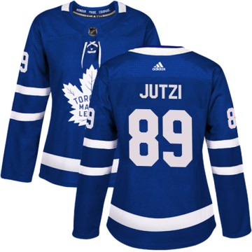 Authentic Adidas Women's Jon Jutzi Toronto Maple Leafs Home Jersey - Blue