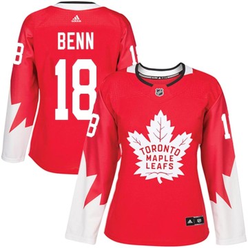 Authentic Adidas Women's Jordie Benn Toronto Maple Leafs Alternate Jersey - Red