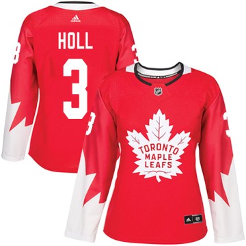 Authentic Adidas Women's Justin Holl Toronto Maple Leafs Alternate Jersey - Red