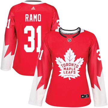 Authentic Adidas Women's Karri Ramo Toronto Maple Leafs Alternate Jersey - Red
