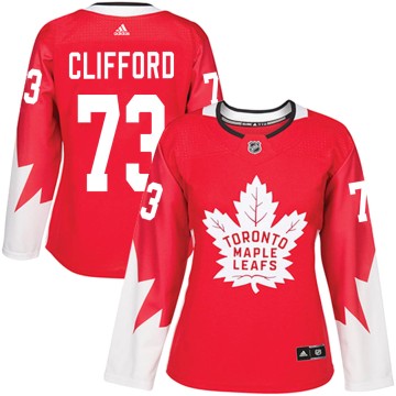 Authentic Adidas Women's Kyle Clifford Toronto Maple Leafs Alternate Jersey - Red