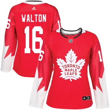 Authentic Adidas Women's Mike Walton Toronto Maple Leafs Alternate Jersey - Red