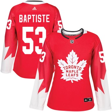 Authentic Adidas Women's Nicholas Baptiste Toronto Maple Leafs Alternate Jersey - Red
