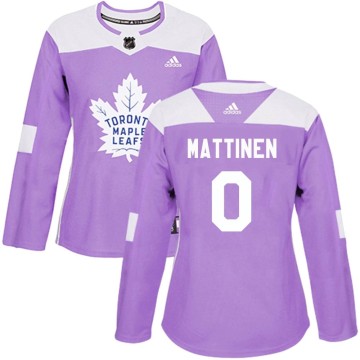 Authentic Adidas Women's Nicolas Mattinen Toronto Maple Leafs Fights Cancer Practice Jersey - Purple