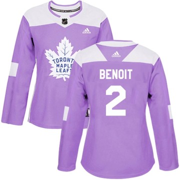 Authentic Adidas Women's Simon Benoit Toronto Maple Leafs Fights Cancer Practice Jersey - Purple