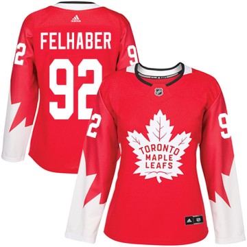 Authentic Adidas Women's Tye Felhaber Toronto Maple Leafs Alternate Jersey - Red