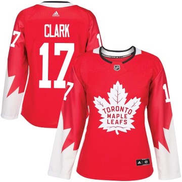 Authentic Adidas Women's Wendel Clark Toronto Maple Leafs Alternate Jersey - Red