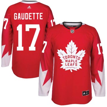 Authentic Adidas Youth Adam Gaudette Toronto Maple Leafs Alternate Jersey - Red