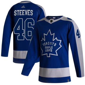 Authentic Adidas Youth Alex Steeves Toronto Maple Leafs 2020/21 Reverse Retro Jersey - Blue