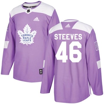 Authentic Adidas Youth Alex Steeves Toronto Maple Leafs Fights Cancer Practice Jersey - Purple