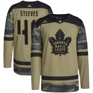 Authentic Adidas Youth Alex Steeves Toronto Maple Leafs Military Appreciation Practice Jersey - Camo