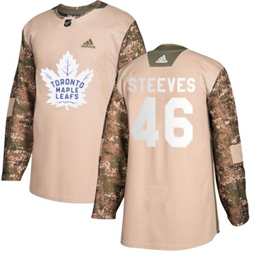 Authentic Adidas Youth Alex Steeves Toronto Maple Leafs Veterans Day Practice Jersey - Camo