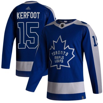 Authentic Adidas Youth Alexander Kerfoot Toronto Maple Leafs 2020/21 Reverse Retro Jersey - Blue