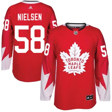 Authentic Adidas Youth Andrew Nielsen Toronto Maple Leafs Alternate Jersey - Red