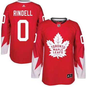 Authentic Adidas Youth Axel Rindell Toronto Maple Leafs Alternate Jersey - Red