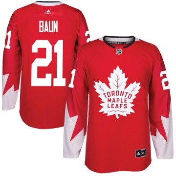 Authentic Adidas Youth Bobby Baun Toronto Maple Leafs Alternate Jersey - Red