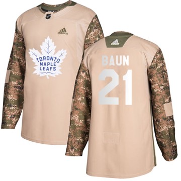 Authentic Adidas Youth Bobby Baun Toronto Maple Leafs Veterans Day Practice Jersey - Camo