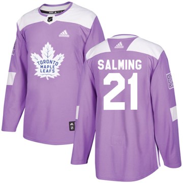 Authentic Adidas Youth Borje Salming Toronto Maple Leafs Fights Cancer Practice Jersey - Purple