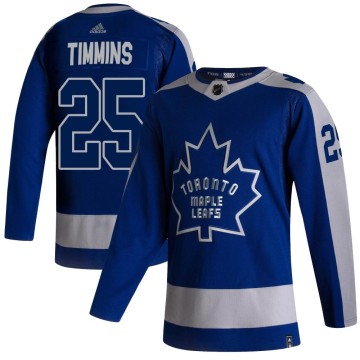 Authentic Adidas Youth Conor Timmins Toronto Maple Leafs 2020/21 Reverse Retro Jersey - Blue