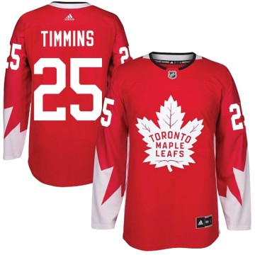 Authentic Adidas Youth Conor Timmins Toronto Maple Leafs Alternate Jersey - Red