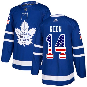 Authentic Adidas Youth Dave Keon Toronto Maple Leafs USA Flag Fashion Jersey - Royal Blue