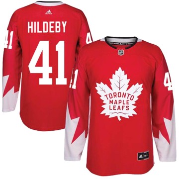 Authentic Adidas Youth Dennis Hildeby Toronto Maple Leafs Alternate Jersey - Red