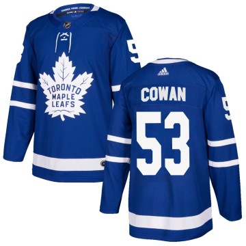 Authentic Adidas Youth Easton Cowan Toronto Maple Leafs Home Jersey - Blue