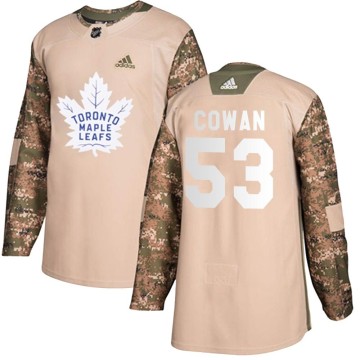 Authentic Adidas Youth Easton Cowan Toronto Maple Leafs Veterans Day Practice Jersey - Camo