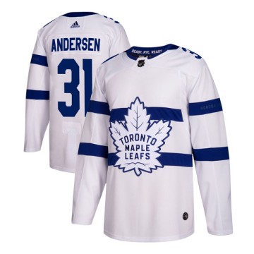 Authentic Adidas Youth Frederik Andersen Toronto Maple Leafs 2018 Stadium Series Jersey - White