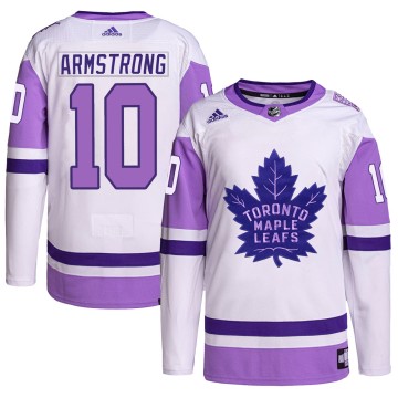Authentic Adidas Youth George Armstrong Toronto Maple Leafs Hockey Fights Cancer Primegreen Jersey - White/Purple