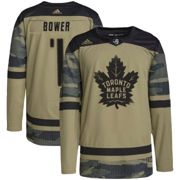 Authentic Adidas Youth Johnny Bower Toronto Maple Leafs Military Appreciation Practice Jersey - Camo
