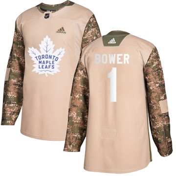 Authentic Adidas Youth Johnny Bower Toronto Maple Leafs Veterans Day Practice Jersey - Camo