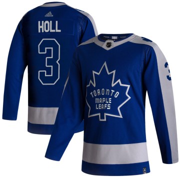 Authentic Adidas Youth Justin Holl Toronto Maple Leafs 2020/21 Reverse Retro Jersey - Blue