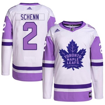 Authentic Adidas Youth Luke Schenn Toronto Maple Leafs Hockey Fights Cancer Primegreen Jersey - White/Purple