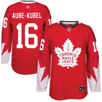 Authentic Adidas Youth Nicolas Aube-Kubel Toronto Maple Leafs Alternate Jersey - Red