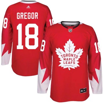 Authentic Adidas Youth Noah Gregor Toronto Maple Leafs Alternate Jersey - Red