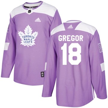 Authentic Adidas Youth Noah Gregor Toronto Maple Leafs Fights Cancer Practice Jersey - Purple