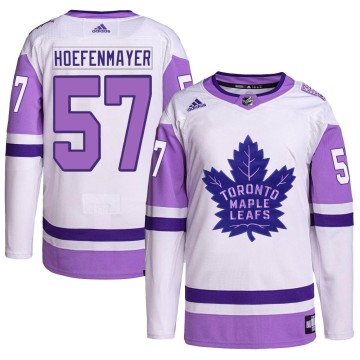 Authentic Adidas Youth Noel Hoefenmayer Toronto Maple Leafs Hockey Fights Cancer Primegreen Jersey - White/Purple