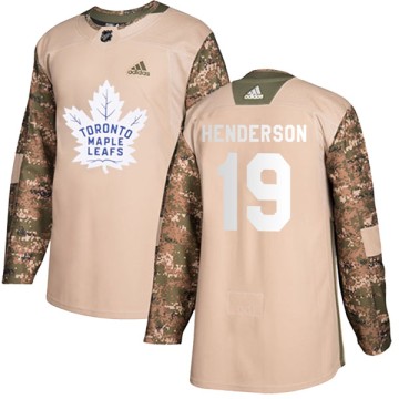 Authentic Adidas Youth Paul Henderson Toronto Maple Leafs Veterans Day Practice Jersey - Camo