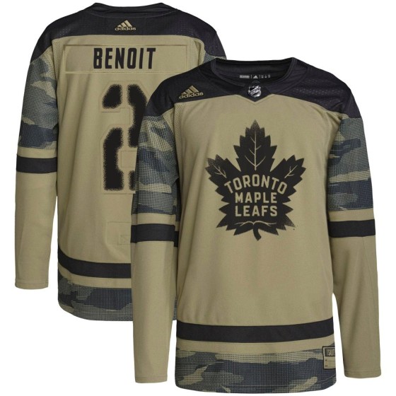 Authentic Adidas Youth Simon Benoit Toronto Maple Leafs Military Appreciation Practice Jersey - Camo