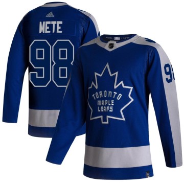 Authentic Adidas Youth Victor Mete Toronto Maple Leafs 2020/21 Reverse Retro Jersey - Blue