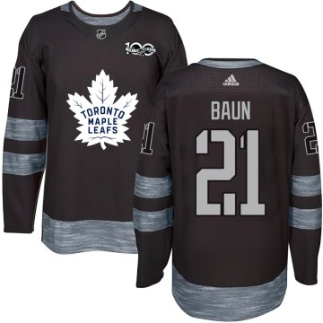 Authentic Men's Bobby Baun Toronto Maple Leafs 1917-2017 100th Anniversary Jersey - Black
